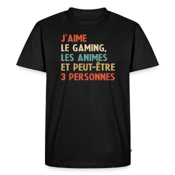 Humour jeux video Gamer Geek Anime Japonais Manga - T-shirt Premium bio Homme - noir - Devant - Nico (187cm)
