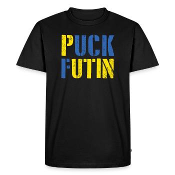 Puck futin Ukraine - Men's Premium Organic T-Shirt - black - Front - Nico (187cm)