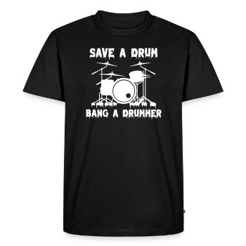 Sauvez un tambour Bang un batteur - T-shirt Premium bio Homme - noir - Devant - Nico (187cm)