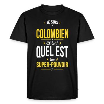Je suis Colombien - Super-pouvoir - Cadeau Humour - T-shirt Premium bio Homme - noir - Devant - Nico (187cm)