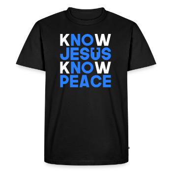Know Jesus know peace Christian gift - Men's Premium Organic T-Shirt - black - Front - Nico (187cm)
