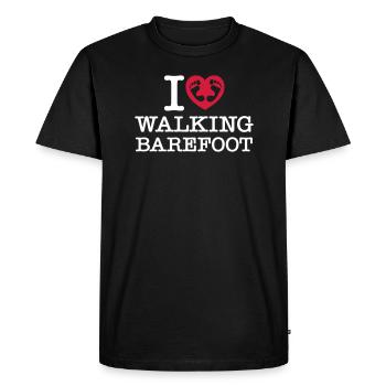 I (Heart) Walking Barefoot - T-shirt Premium bio Homme - noir - Devant - Nico (187cm)