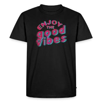 Good Vibes (lettering) 01 - Men's Premium Organic T-Shirt - black - Front - Nico (187cm)
