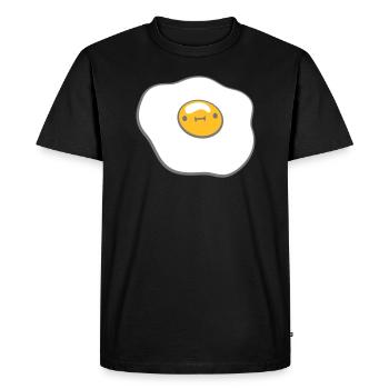 Oeuf au plat avec visage - T-shirt Premium bio Homme - noir - Devant - Nico (187cm)