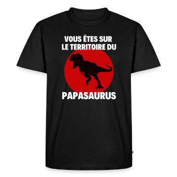 VOUS ÊTES SUR LE TERRITOIRE DU PAPASAURUS - T-shirt Premium bio Homme - noir - Devant - Nico (187cm)