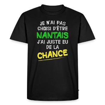 Nantes - Nantais - Ville - Foot - Cadeau - Chance - T-shirt Premium bio Homme - noir - Devant - Nico (187cm)