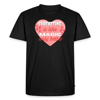 Crocheting is like Magic, only better red heart - Men's Premium Organic T-Shirt - black - Front - Nico (187cm)