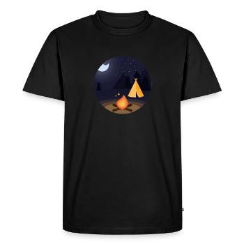 Camping by the light of the bonfire - Men's Premium Organic T-Shirt - black - Front - Nico (187cm)