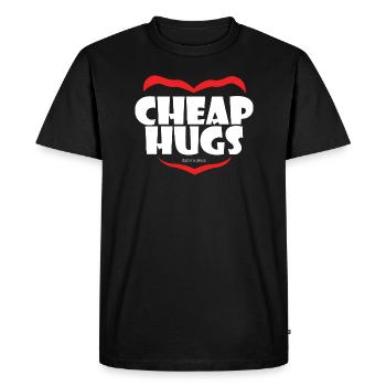 CHEAP HUGS, $200 a piece (white) - Men's Premium Organic T-Shirt - black - Front - Nico (187cm)