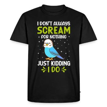 Budgerigar, Feathered Friend, Bird Watching - Men's Premium Organic T-Shirt - black - Front - Nico (187cm)