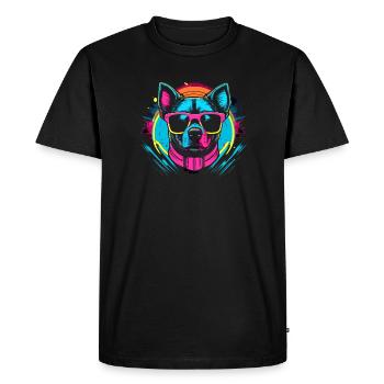 Chien Fashion à Lunettes - T-shirt Premium bio Homme - noir - Devant - Nico (187cm)