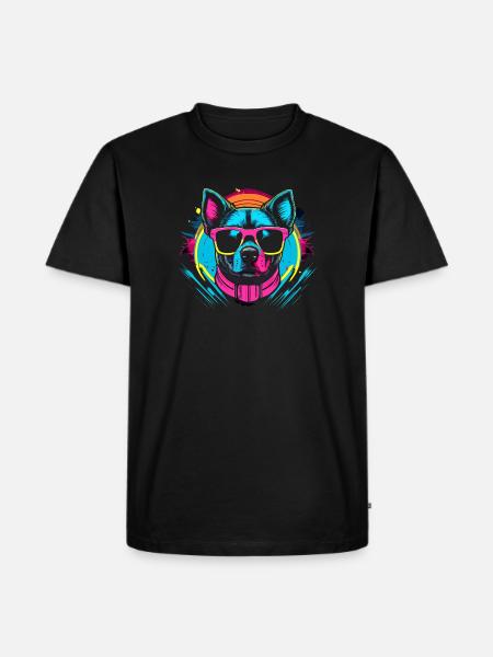 Mode Hund mit Brille - Männer Premium Bio T-Shirt - Schwarz