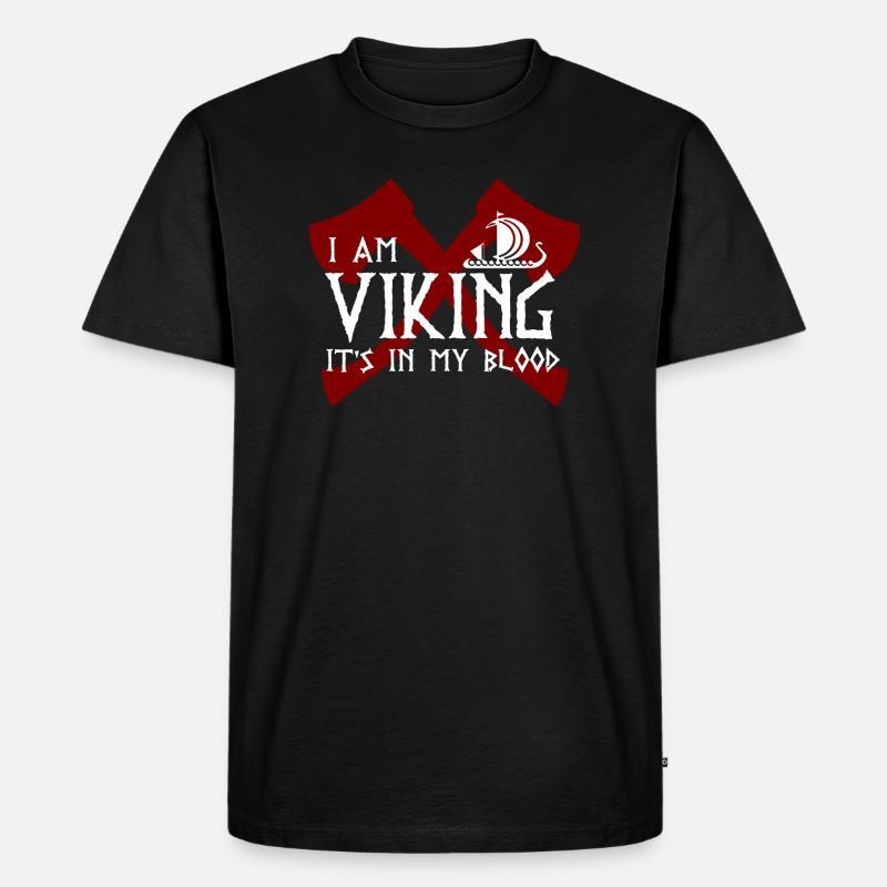 Axt Wikinger Logo - Männer Premium Bio T-Shirt - Schwarz
