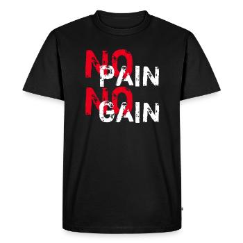 NO PAIN NO GAIN - FITNESS - SÉANCES D’ENTRAÎNEMENT - GYM - SPORT - T-shirt Premium bio Homme - noir - Devant - Nico (187cm)