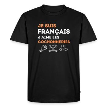t-shirt marrant je suis français cadeau homme - T-shirt Premium bio Homme - noir - Devant - Nico (187cm)