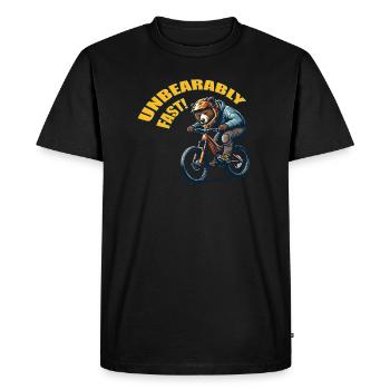 Unbearably Fast MTB Bear - Men's Premium Organic T-Shirt - black - Front - Nico (187cm)
