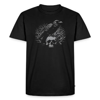 Raven sitting on the skull - Men's Premium Organic T-Shirt - black - Front - Nico (187cm)