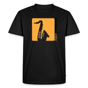 Sax School Online - Orange Sax - Men's Premium Organic T-Shirt - black - Front - Nico (187cm)