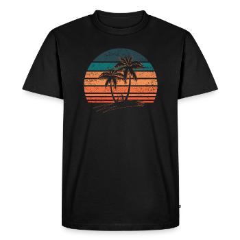 Chemise de palmier. Plage tropicale de style rétro - T-shirt Premium bio Homme - noir - Devant - Nico (187cm)
