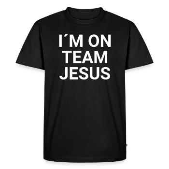 Don chrétien Je fais partie de l’équipe Jésus - T-shirt Premium bio Homme - noir - Devant - Nico (187cm)