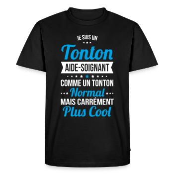 Tonton aide-soignant plus cool - T-shirt Premium bio Homme - noir - Devant - Nico (187cm)