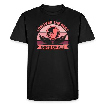 Doula Midwife Obstetrician Gift - Men's Premium Organic T-Shirt - black - Front - Nico (187cm)