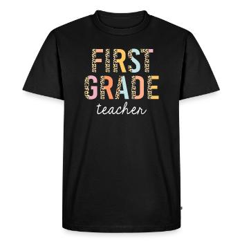 Leopard First Grade Teacher 1st Grade Retour à - T-shirt Premium bio Homme - noir - Devant - Nico (187cm)