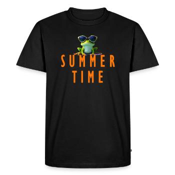 Grenouille heure d’été - T-shirt Premium bio Homme - noir - Devant - Nico (187cm)