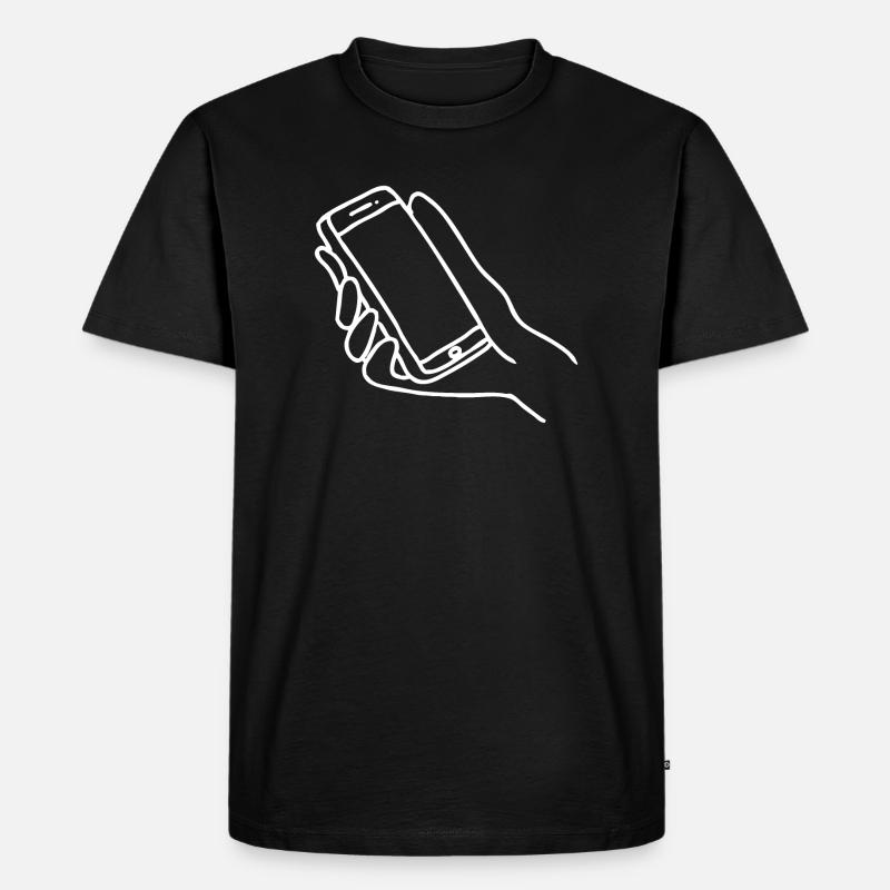 Smartphone Hand - Männer Premium Bio T-Shirt - Schwarz
