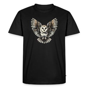 Chouette effraie - T-shirt Premium bio Homme - noir - Devant - Nico (187cm)