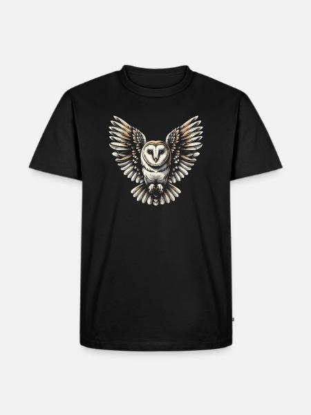 Schleiereule - Männer Premium Bio T-Shirt - Schwarz
