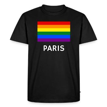 Drapeau de la fierté Paris Gay Arc-en-ciel LGBTQ Queer Lesbienne - T-shirt Premium bio Homme - noir - Devant - Nico (187cm)