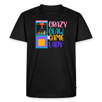 Crazy Crawl Game Lady Retro Crane Toy Grabber - Men's Premium Organic T-Shirt - black - Front - Nico (187cm)