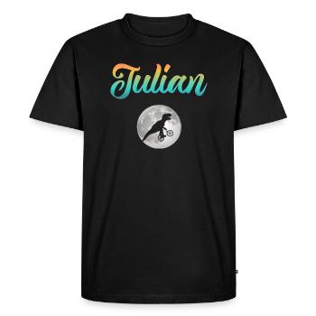 JULIAN - Beau prénom de garçon avec dinosaure - T-shirt Premium bio Homme - noir - Devant - Nico (187cm)