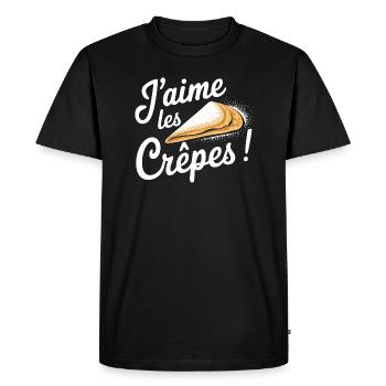 J'aime les crêpes - T-shirt Premium bio Homme - noir - Devant - Nico (187cm)