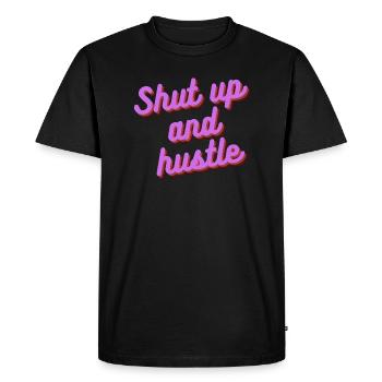 Tais-toi et bousculade - T-shirt Premium bio Homme - noir - Devant - Nico (187cm)