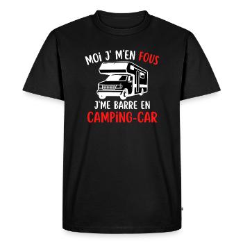 T-shirt Humour Camping car moi je m en fous - T-shirt Premium bio Homme - noir - Devant - Nico (187cm)