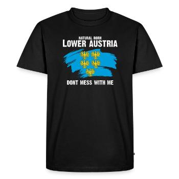 natural born lower austria echter Niederösterreich - Men's Premium Organic T-Shirt - black - Front - Nico (187cm)