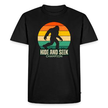 Vintage Hide and Seek Champion Funny Bigfoot - T-shirt Premium bio Homme - noir - Devant - Nico (187cm)