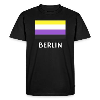 Drapeau de la fierté non binaire Berlin - T-shirt Premium bio Homme - noir - Devant - Nico (187cm)