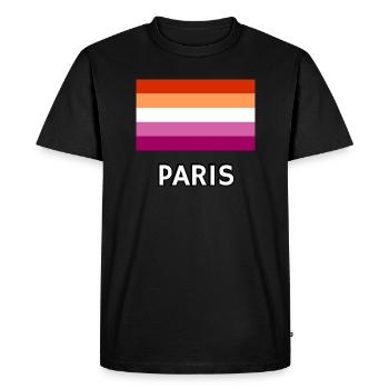 Drapeau de la fierté lesbienne Paris - T-shirt Premium bio Homme - noir - Devant - Nico (187cm)