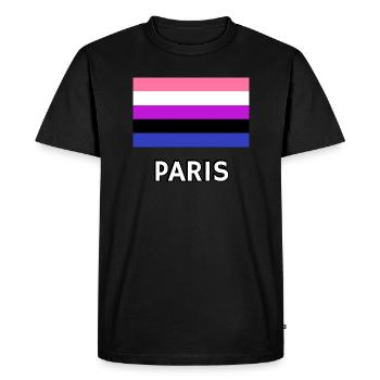 Genderfluid Pride Drapeau Paris - T-shirt Premium bio Homme - noir - Devant - Nico (187cm)