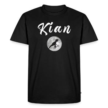 KIAN - Beautiful boy name with dinosaur - Men's Premium Organic T-Shirt - black - Front - Nico (187cm)