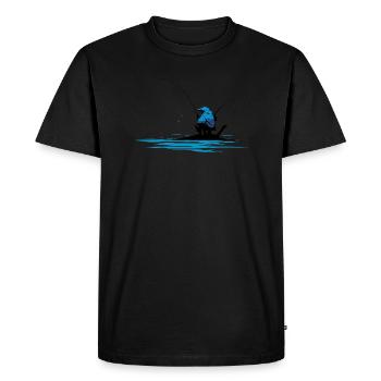 Le silence du pêcheur - T-shirt Premium bio Homme - noir - Devant - Nico (187cm)