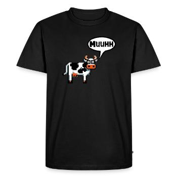 Servus Moin Cow Hello Morning Hello Good Day - Men's Premium Organic T-Shirt - black - Front - Nico (187cm)