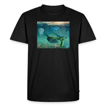 Tortue Mer Cadeau Idée cadeau - T-shirt Premium bio Homme - noir - Devant - Nico (187cm)