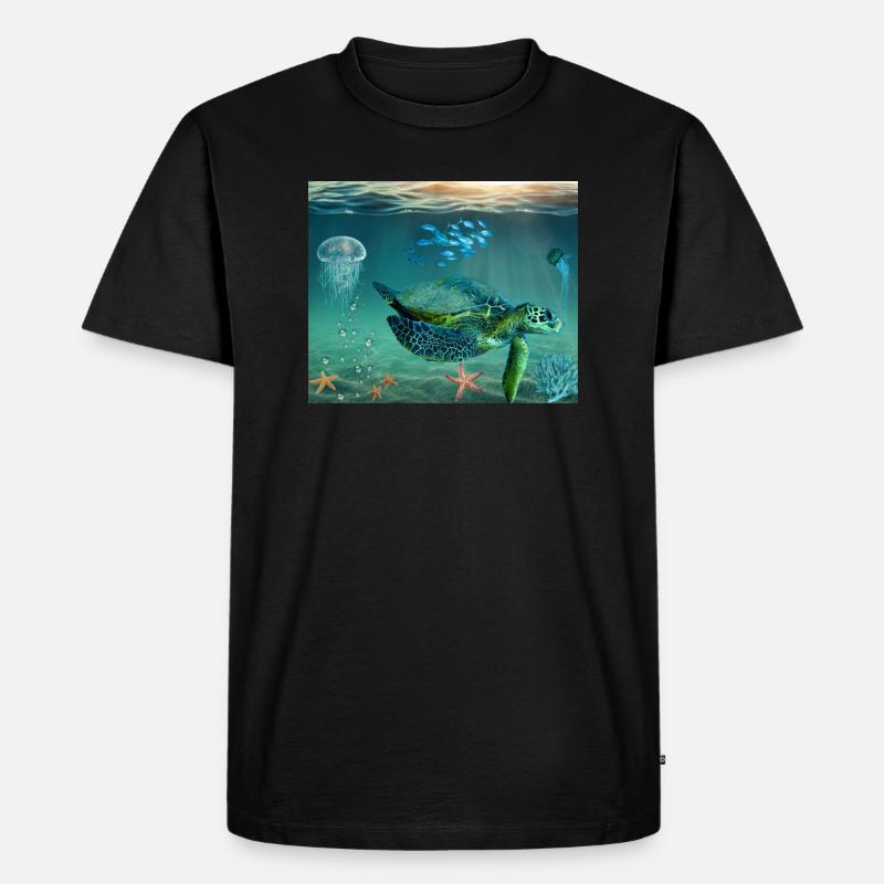 Schildkröte Meer Geschenk Geschenkidee - Männer Premium Bio T-Shirt - Schwarz