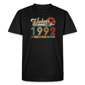 Vintage 1992 Anniversary 30 years to be Awesome - Men's Premium Organic T-Shirt - black - Front - Nico (187cm)