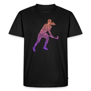 Joueur de hockey sur gazon Joueur de hockey Hockey - T-shirt Premium bio Homme - noir - Devant - Nico (187cm)