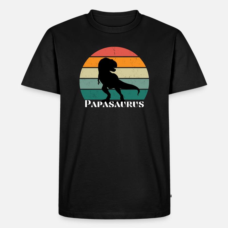 Papasaurus - Männer Premium Bio T-Shirt - Schwarz